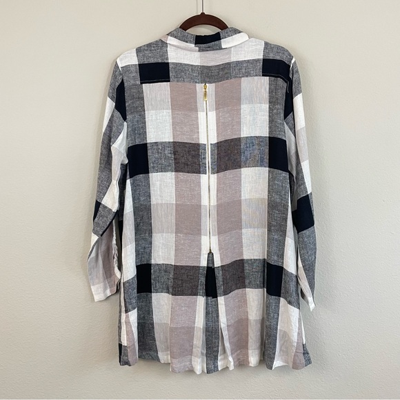 NWT Soft Surroundings Linen Blend Plaid Button Up Tunic Top Size Large - Picture 7 of 11